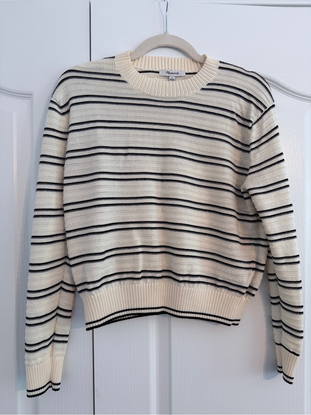 Madewell Cream Sweater with Black Stripes